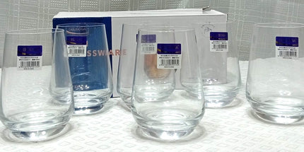 Juego de 6 vasos de vidrio de 410 ml DELISOGA con base reforsada