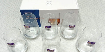 Juego de 6 vasos de vidrio de 410 ml DELISOGA con base reforsada