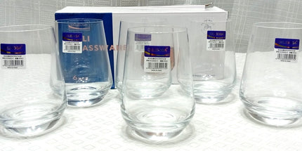 Juego de 6 vasos de vidrio de 410 ml DELISOGA con base reforsada