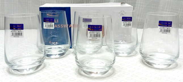 Juego de 6 vasos de vidrio de 410 ml DELISOGA con base reforsada