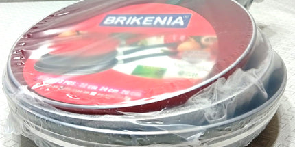 Set de 3 sarténes de teflón BRIKEINA de distintas dimensiones y un utensillo