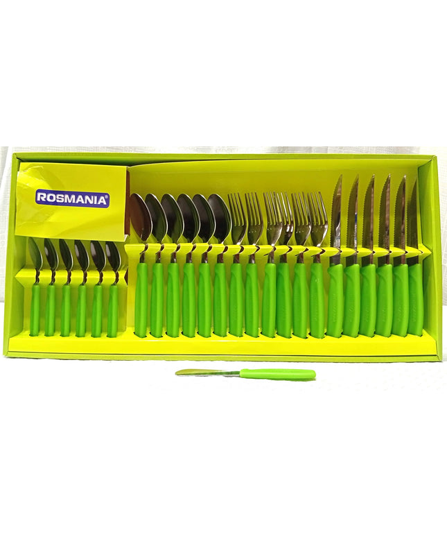 Juego de cubiertos Rosmania caja de 25 piezas en distintos colores