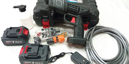 Hidrolavadora manual con doble batería recargable para limpieza de autos y del hogar