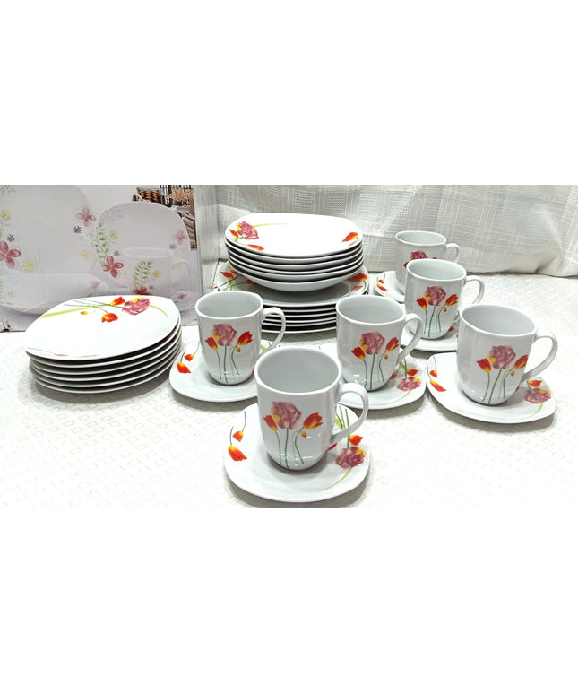 Juego de vajilla OROMAX platos y tazas de porcelana con motivo floral 30 piezas