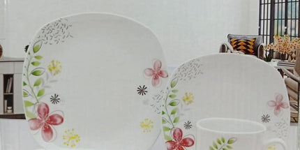 Juego de vajilla OROMAX platos y tazas de porcelana con motivo floral 30 piezas