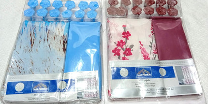 Cortina de baño doble con argollas de plástico reforzado con estilo de flores. Varios modelos