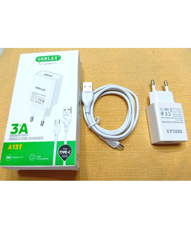 Cargador Tipo C GERLAX 3A carga rapida