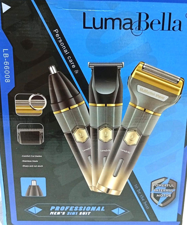 Afeitadora horizol y cortadora de pelo 3n 1 Luma Bella