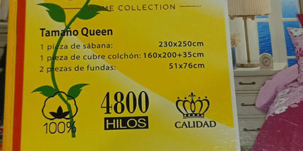 Sábanas Casatex QUEEN 230 X250 CM 4800 HILOS 4 Piezas 2 1/2 plazas