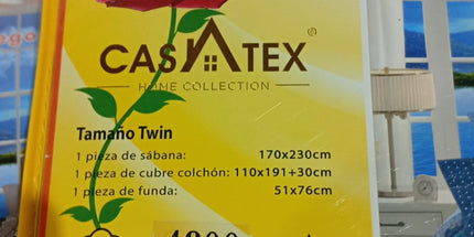 Sábanas Casatex TWin 170x230 CM 3 piezas 1 1/2 plaza colores estampados