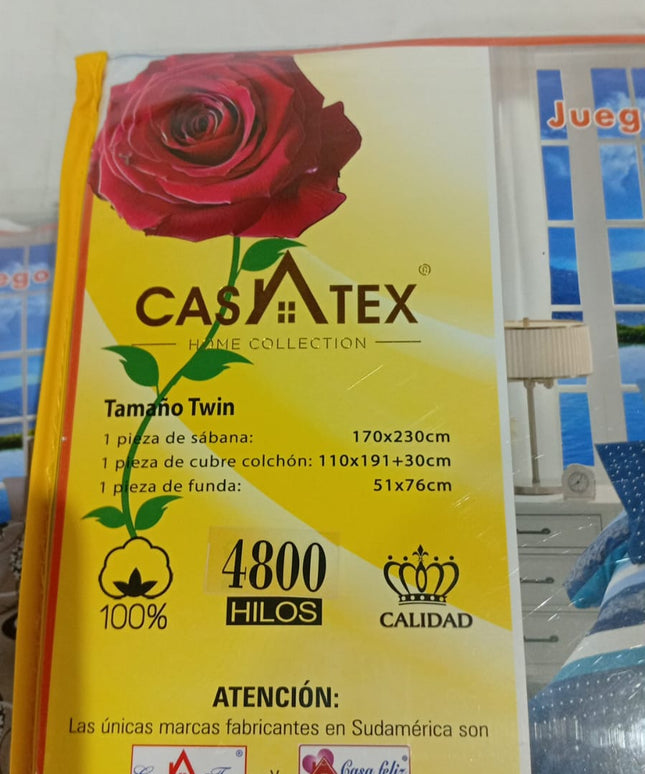 Sábanas Casatex TWin 170x230 CM 3 piezas 1 1/2 plaza colores estampados
