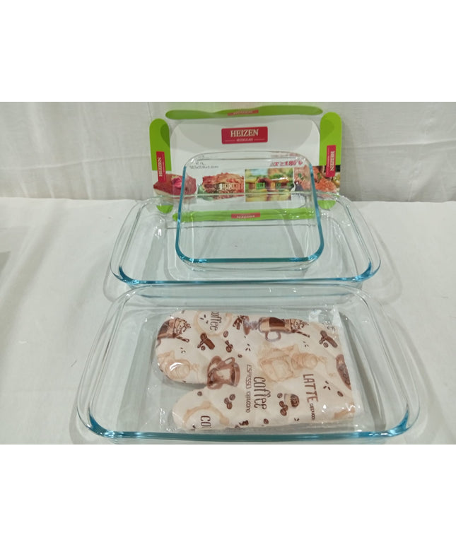 Fuentes de vidrio HEIZEN set x3 unid medidas 1.8L, 2.2L y 2.9L