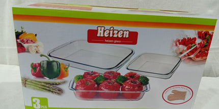 Fuentes de vidrio HEIZEN set x3 unid medidas 1.8L, 2.2L y 2.9L
