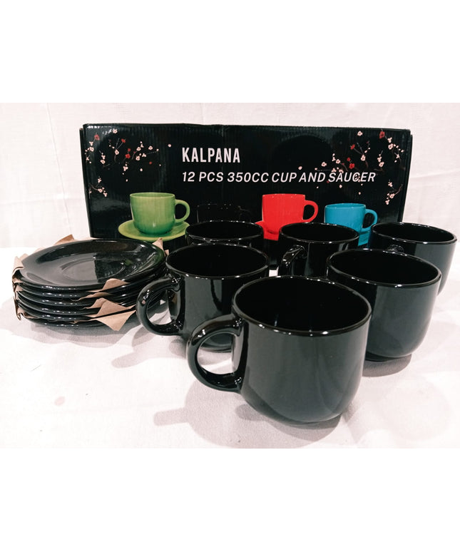 Tazas 12 piezas kalpana color verde celeste negro y rojo
