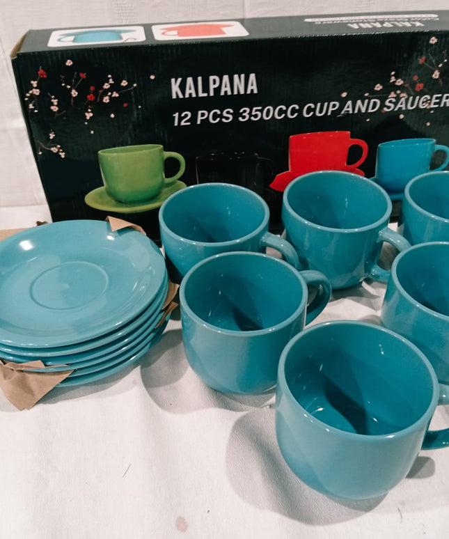 Tazas 12 piezas kalpana color verde celeste negro y rojo