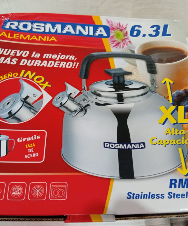 Pava silbadora ROSMANIA 6.3 litros con jarro