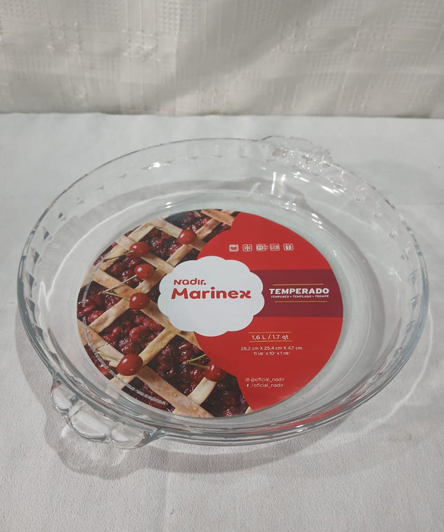 Fuente de vidrio MARINEX de 28 x 4 cm apta para horno