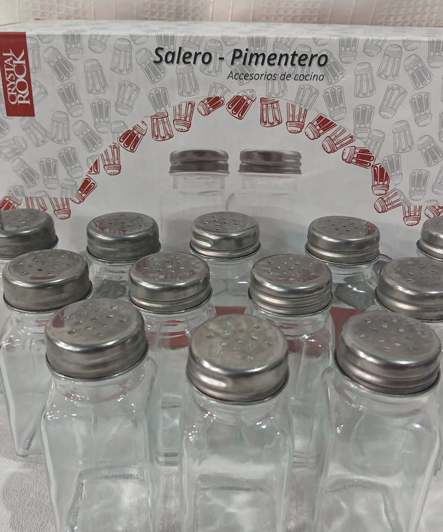 Salero/Pimentero de vidrio de 9 x 4 cm