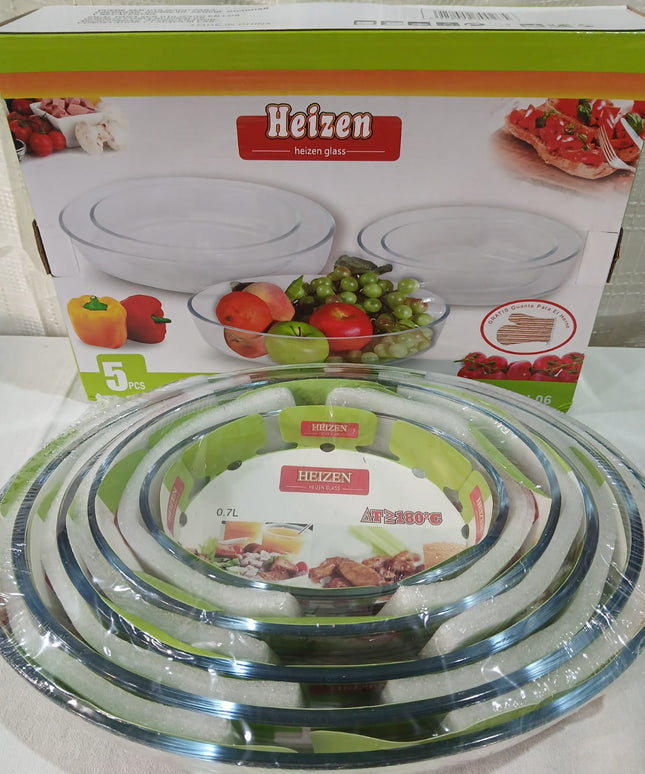 Fuentes de vidrio HEIZEN redondas x5