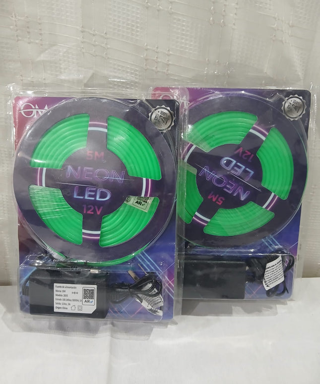 Tira LED NEON de 5 metros a 12v color verde