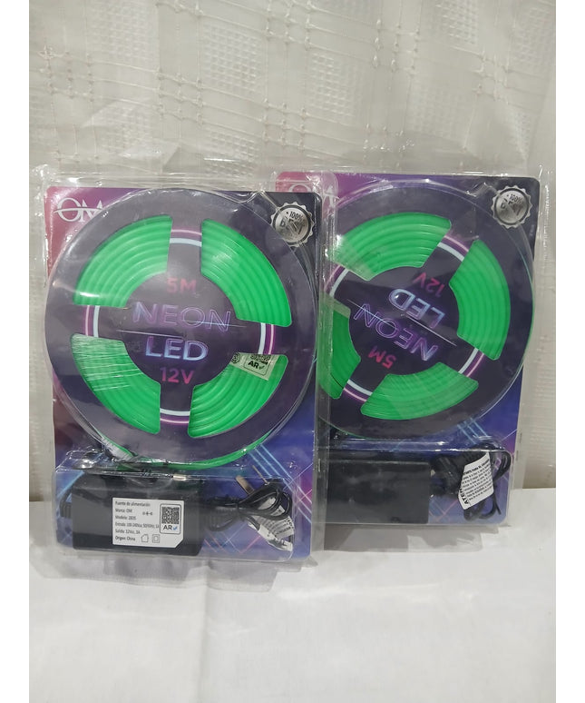 Tira LED NEON de 5 metros a 12v color verde
