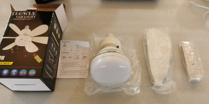 Ventilador de techo de 42 cm de ancho por 20 cm de lato de LUZ LED d de lujo inteligente 220V,  lámpara de ventilador de techo con Control remoto con aspas blancas