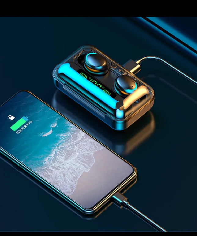 Mini auriculares inalambricos Air Sports Gaming Headset Led Displaycon Power Bank