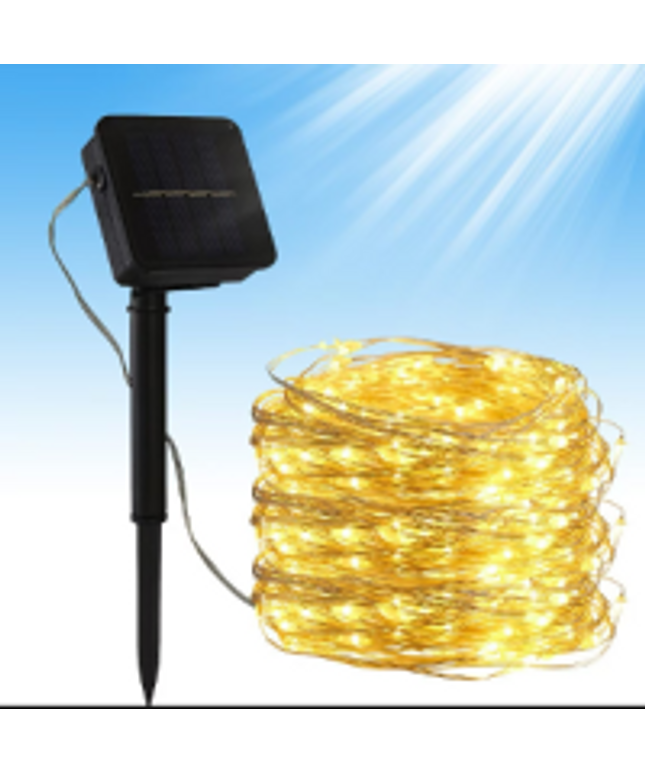 Guirnalda de luces SOLAR de 12 metros de 100 luces . Novedosa para exteriores y jardinesa prueba de agua IP65 LED para NAVIDAD o uso durante todo el año